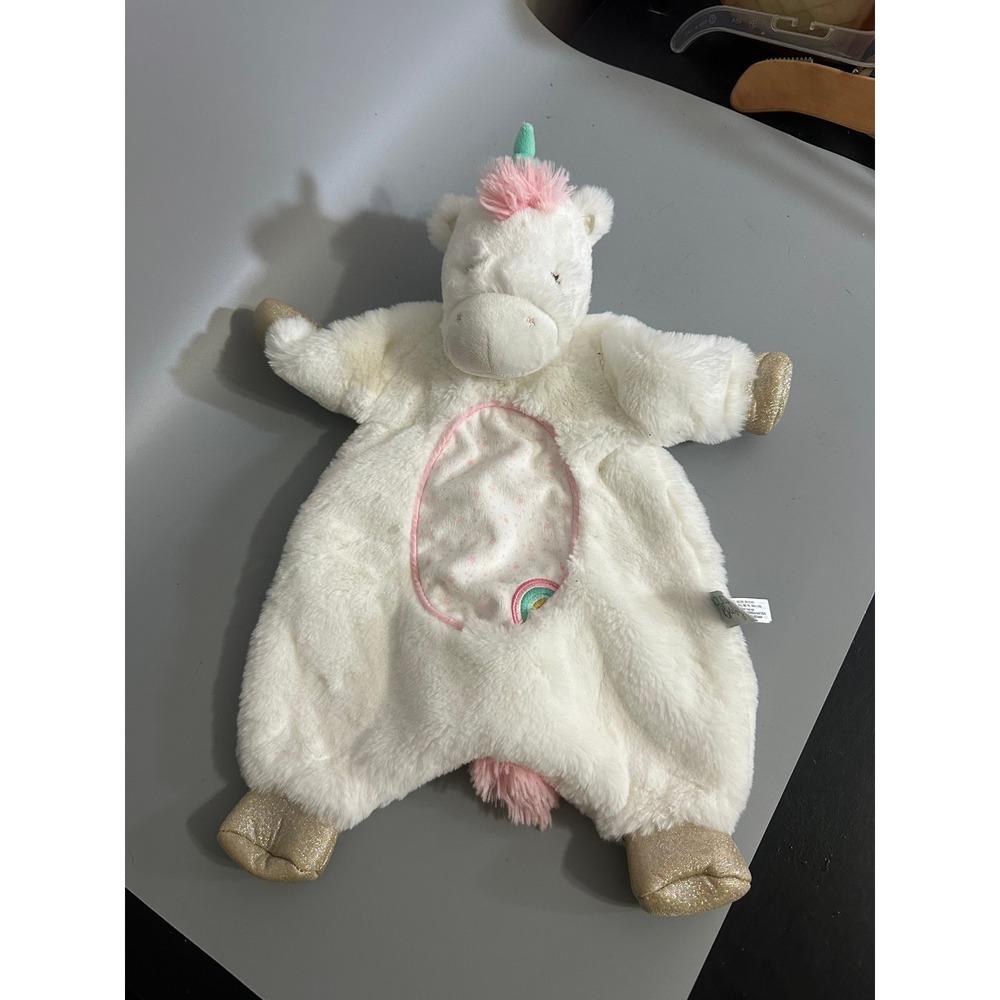 Douglas Baby Cuddle Toy Unicorn Plush Snuggler White Pink Gold Rainbow lovey